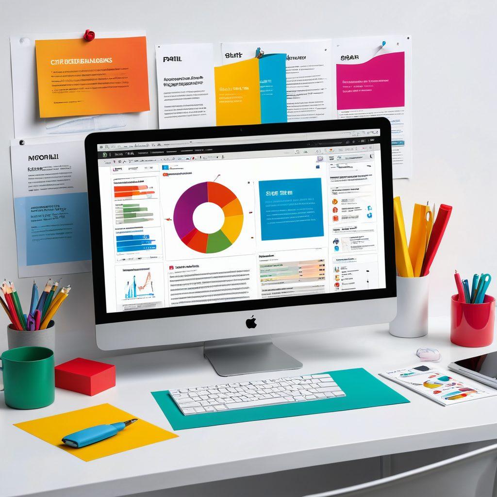 A digital workspace showcasing a computer screen displaying a sleek PDF file being effortlessly transformed into a vibrant image file, surrounded by various tools and icons symbolizing easy conversion methods. Include bright colors to represent creativity and productivity, with paper sheets and images scattered around the workspace to enhance the theme of transformation. Modern and clean aesthetic. super-realistic. vibrant colors. white background.
